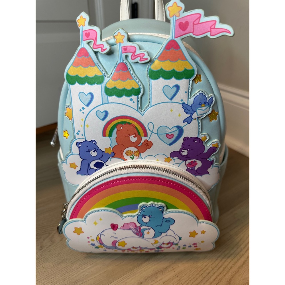Loungefly Care Bears Cloud Castle Mini Backpack Blue Rainbow Kids Bag